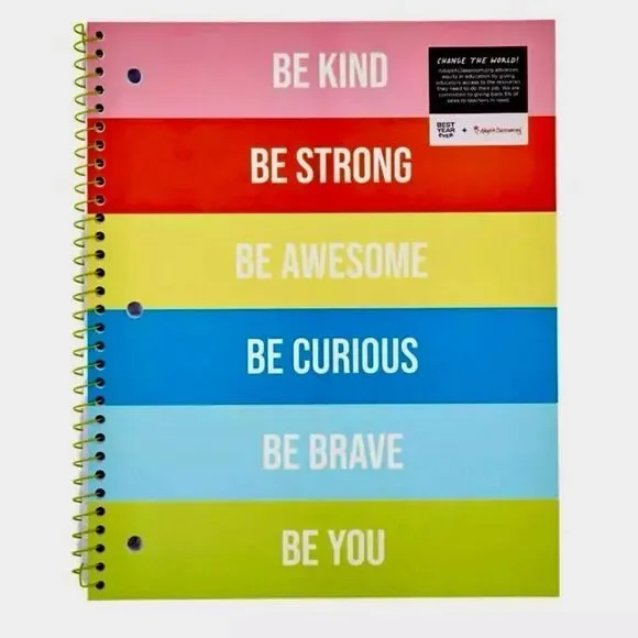 NWT Best Year Ever Be Kind College Ruled 1 Subject Spiral Notebook Rainbow Pride
