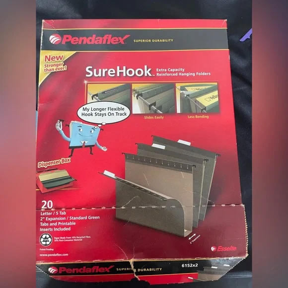Pendaflex SureHook Hanging Folders, 20 New Hunter Green File Cabinet