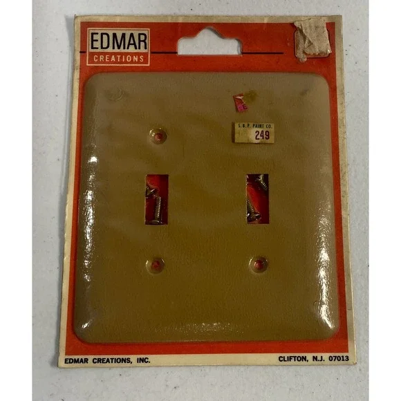*BRAND NEW* Vintage Edmar Creations Metal Double Light switch Cover Dark Tan