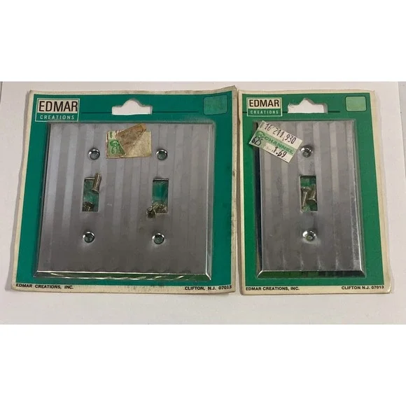 *BRAND NEW* Vintage Edmar Creations Double Light switch Cover Silver Metal X2