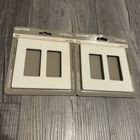 2X Lutron Claro Wall plate Gloss Light Almond CW-2B-LA No Visible Screws 2 Gang