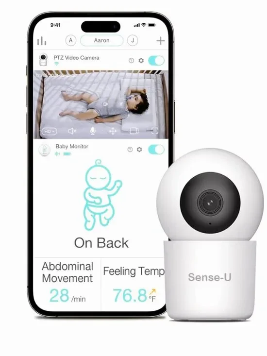 Camera Surveillance Security Recorder Sense-U PTZ Smart 2K Video Baby Monitoring