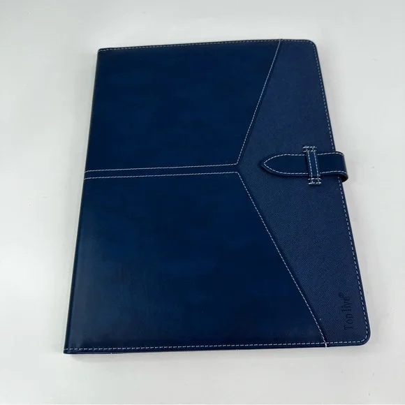 Toplive Navy Blue Padfolio with Clipboard, Tab Closure, Inner Pockets