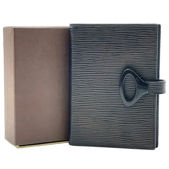 Authentic Louis Vuitton Epi Noir Agenda PM R20092 Day Palnner W/Box GUC