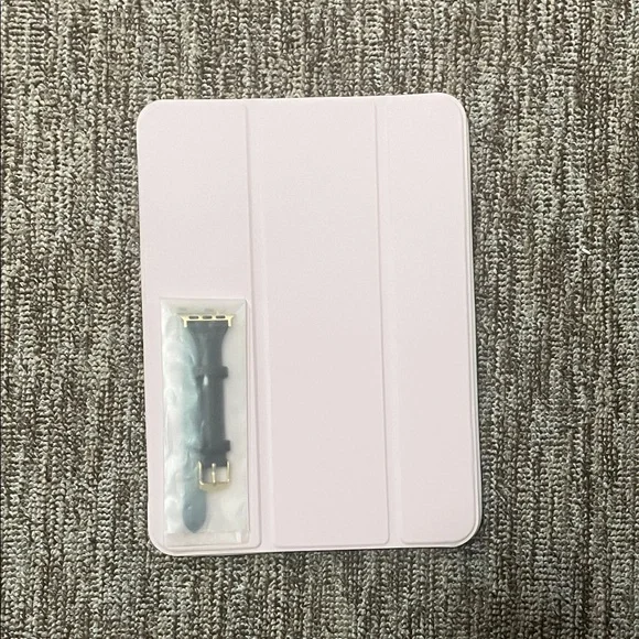 iPad 10th gen Baby Pink case w/ 40mm Gold Hardware Leather Apple Watch Strap