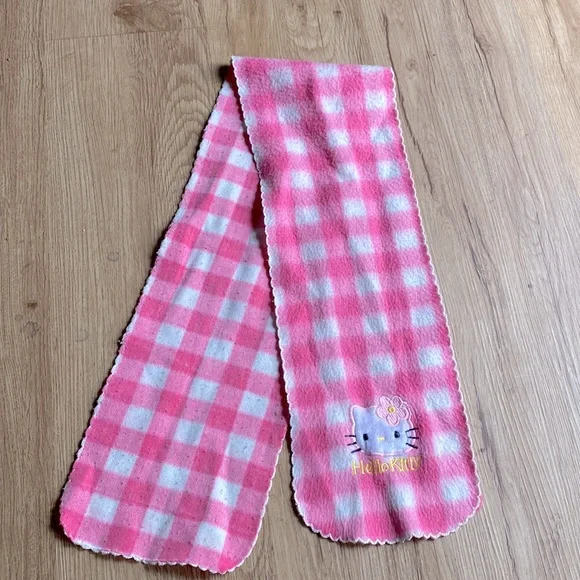 Hello kitty mini pink white plaid scarf