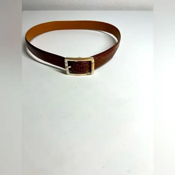 Lauren Ralph Lauren Brown Coqnac Italian Leather Belt Size M Crocodile Print