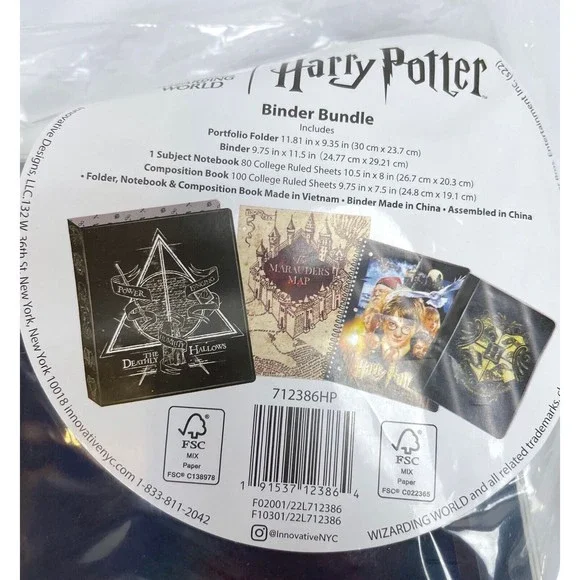 Harry Potter Binder Folder Composition Book 1 Subject Notebook School Set