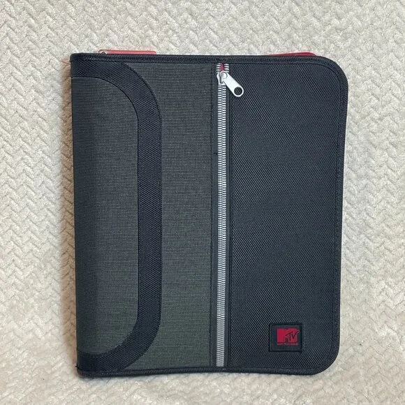Vintage‎ Y2K MTV 3-Ring Black Red Zip Binder Trapper Keeper Nostalgic Novelty