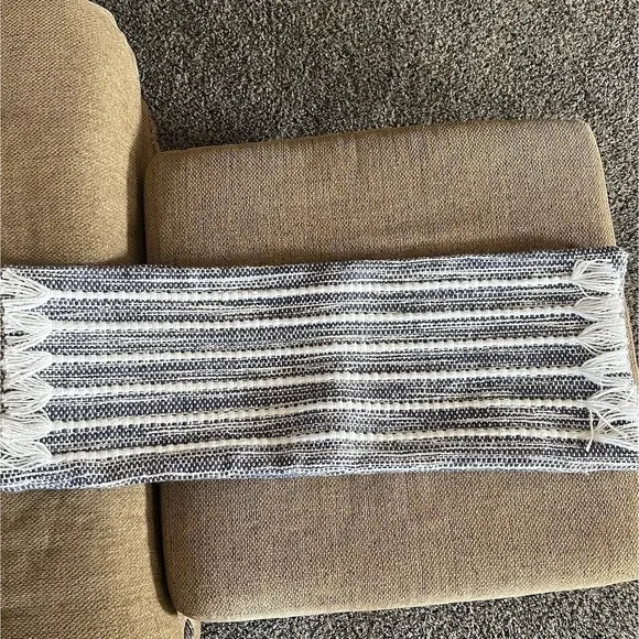 Basketweave Decorative Pillow cover 11'' x 30'' blue, gray, and white tones