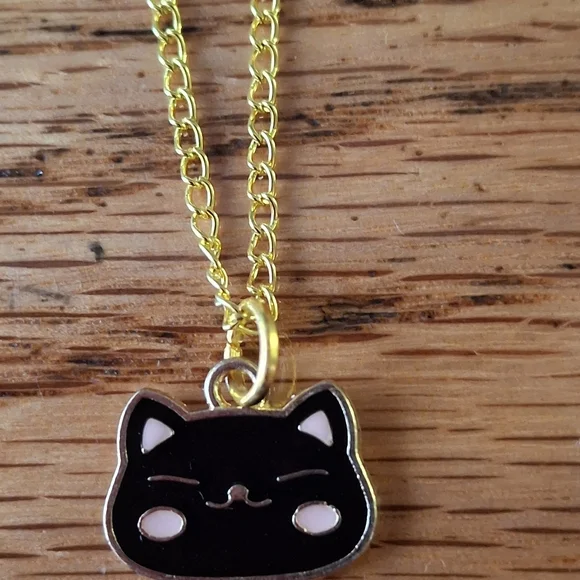 Black Happy Cat Pendant Measures 5/8
