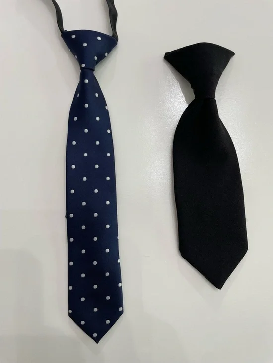 H&M Navy Polka Dot Tie and Black Clip On Tie