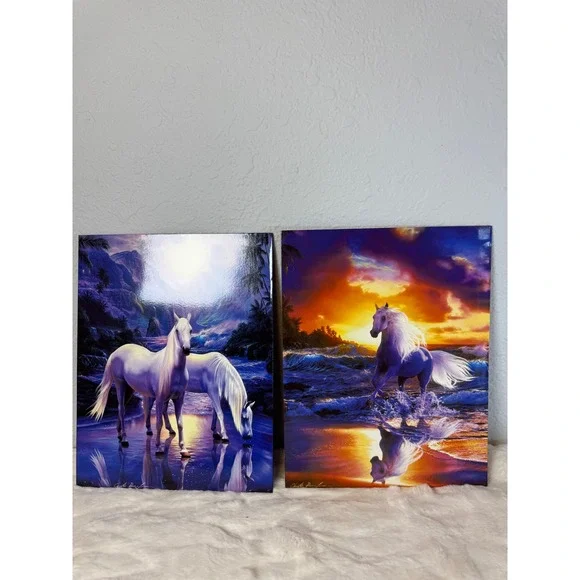 Christian Riese Lassen White Horse Sea Art Folders Set of 2 Vintage 2-Pocket
