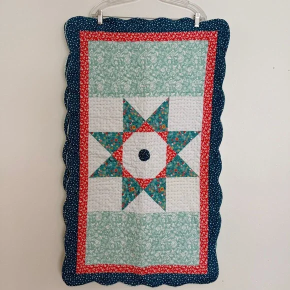 Pioneer Woman Vintage Star Set‎ of 2 King Size Bed Shams Aqua Blue Quilt Pattern