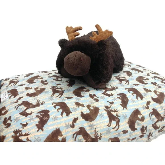 Novelty Moose Pillowcase Bundle: Forest Friends with Soft Plush Pillow Moose