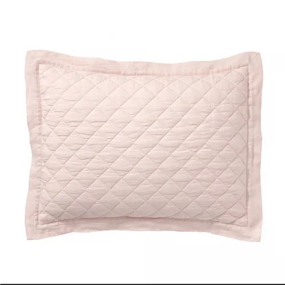 Pottery Barn Kids Pink Linen Diamond Quilted Pillow Sham Cover 12 x 16 inch