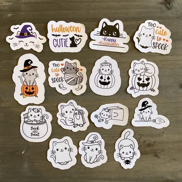 Handmade Halloween Cat Stickers