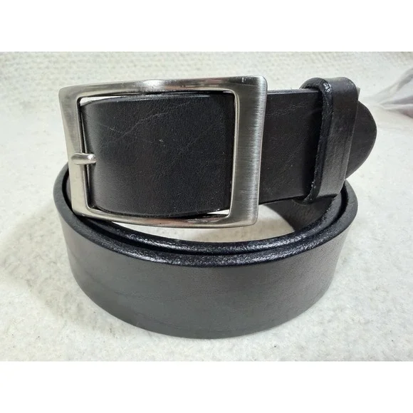 Martin Dingman Men's Black Leather Belt Size 40 USA Made Solid Brass Buckle Vint