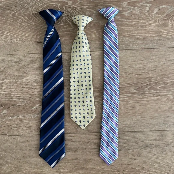 Elegant Kids Tie Set - Blue, Cream, Purple
