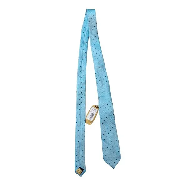 classic/club NWT silk gold label blue polka dot kids tie