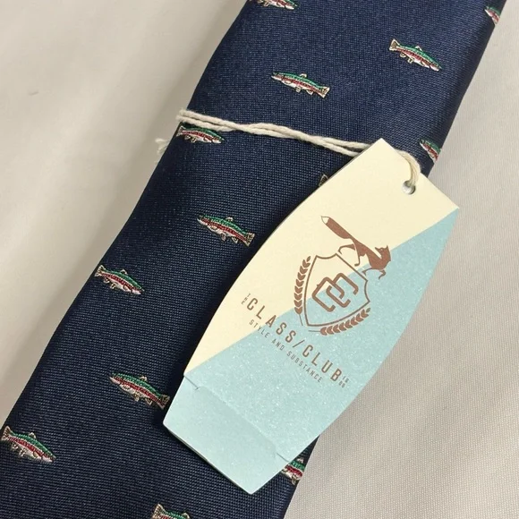NEW- Class Club Navy Boy’s Tie with Fish Design