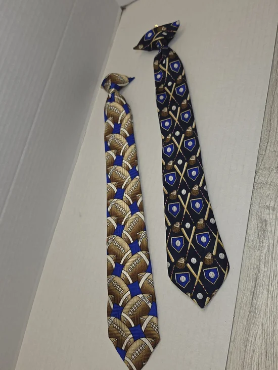 Class Club Clip On Tie Football And Baseball Themed Youth Boys 2 Pack C1