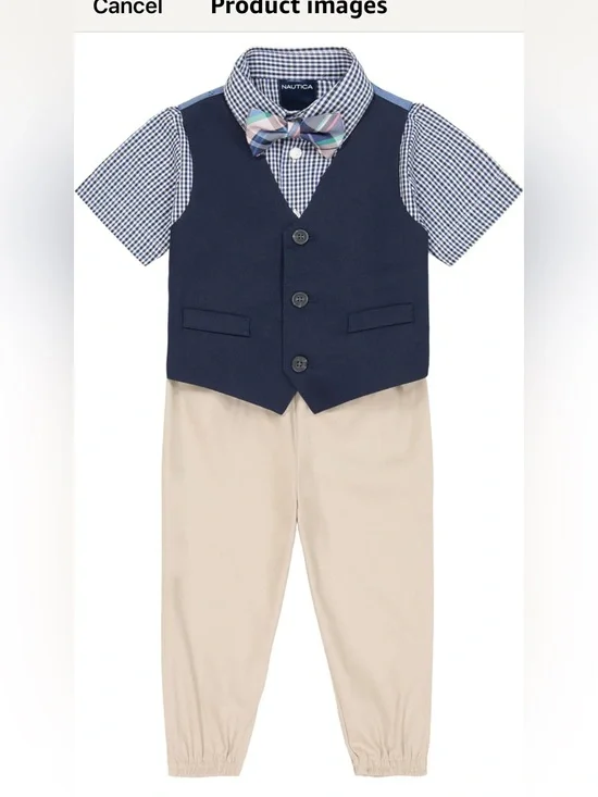 Nautica Baby Boys 4-piece Suit Set with Dress Shirt, Vest, Pants, and Tie NWT