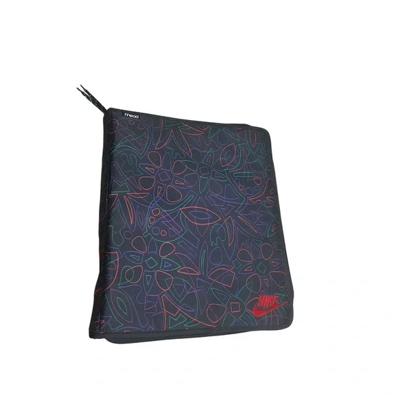 Nike Zippered 3 Ring Binder Organizer Black School Travel Case