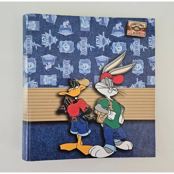 Vintage Looney Tunes Blues 3-Ring Binder Bugs Bunny Daffy Duck 1997 Photo School