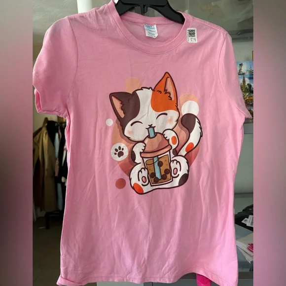 Pink Cat Graphic T-Shirt