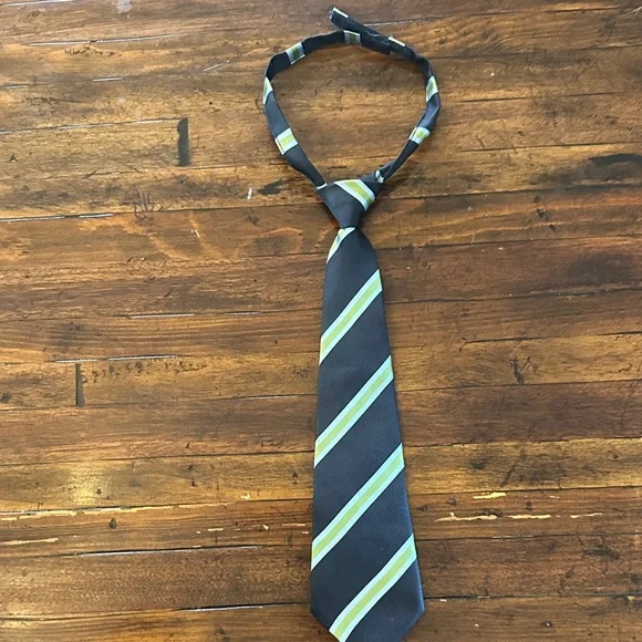 Gymboree Navy Tie with Lime Stripes