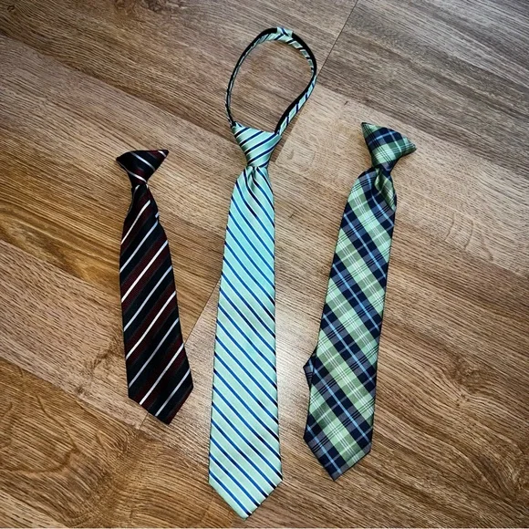 (Bundle of 3) Youth Boys Ties Necktie and Clip On Ties