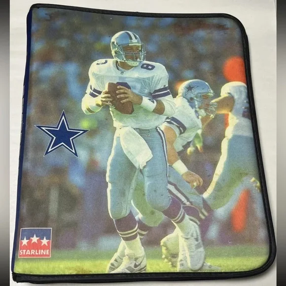 VTG Dallas Cowboys Troy Aikman Zip Binder NFL Rivals Folders Chargers Chiefs