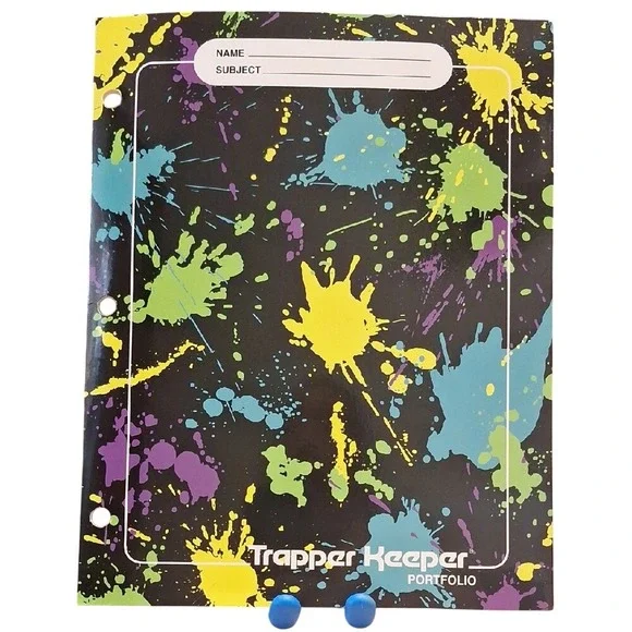 Vintage Trapper Keeper Portfolio Folder Neon‎ Paint Splatter 90s Retro