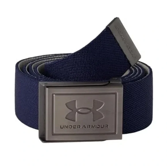 Under Armour Men's Web Belt Navy Blue Gunmetal Buckle Adjustable Casual Golf‎
