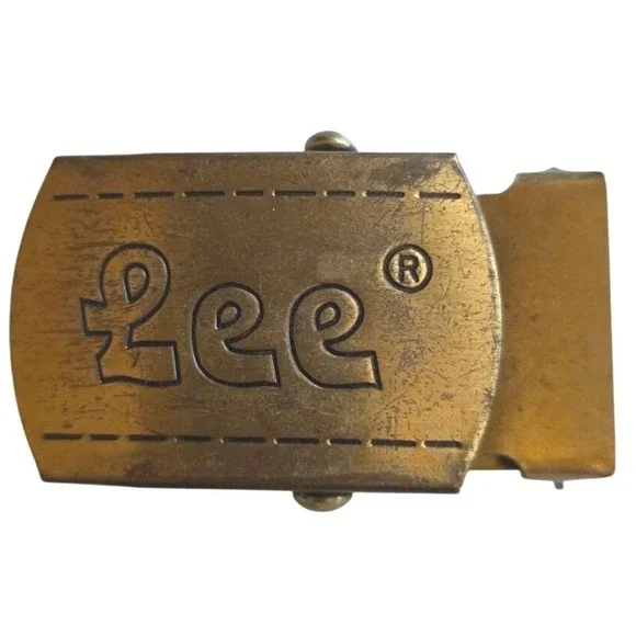 Vintage Lee Heavy Duty‎ Belt Buckle Brass Tone Metal Adjustable Strap Loop