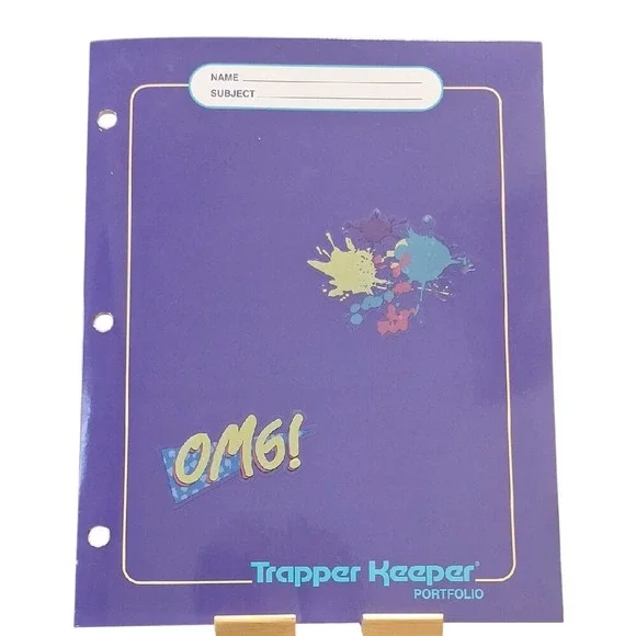 Vintage Trapper Keeper Portfolio Purple 90s Retro OMG Cassette Folder‎ 3-Hole