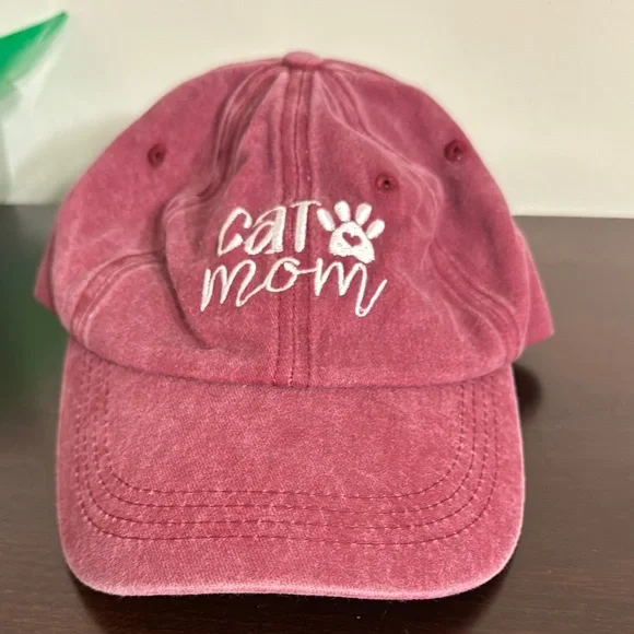 Cat Mom Muave Embroidered Baseball Cap