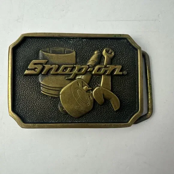 Vintage Snap On Tools Belt Buckle BTS 513 Solid Brass MADE IN USA