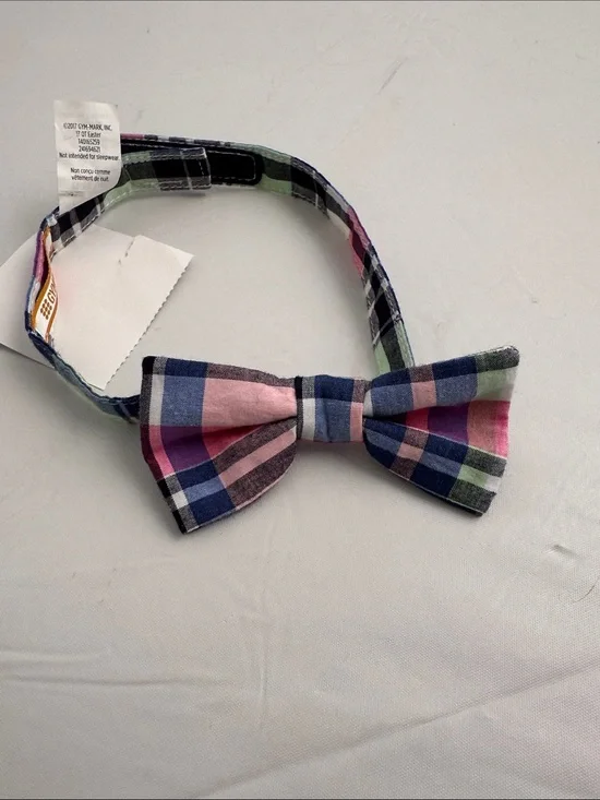 Gymboree multicolor plaid pre-tied bow tie 6+