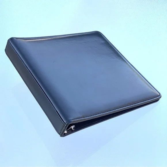 Black Leather 3-Ring Checkbook Binder