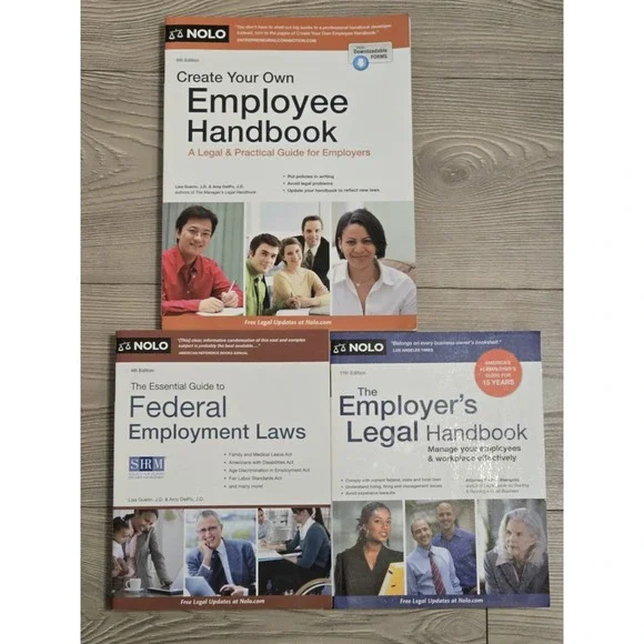 NOLO Lot Of 3 Books Employers Legal Federal Employment Employee Handbook NEW