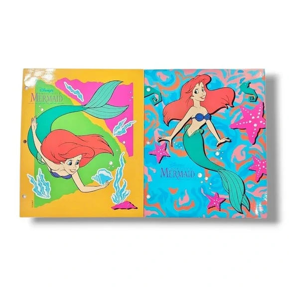 2 Vintage 90s‎ The Little Mermaid Pocket Folder Impact International EUC