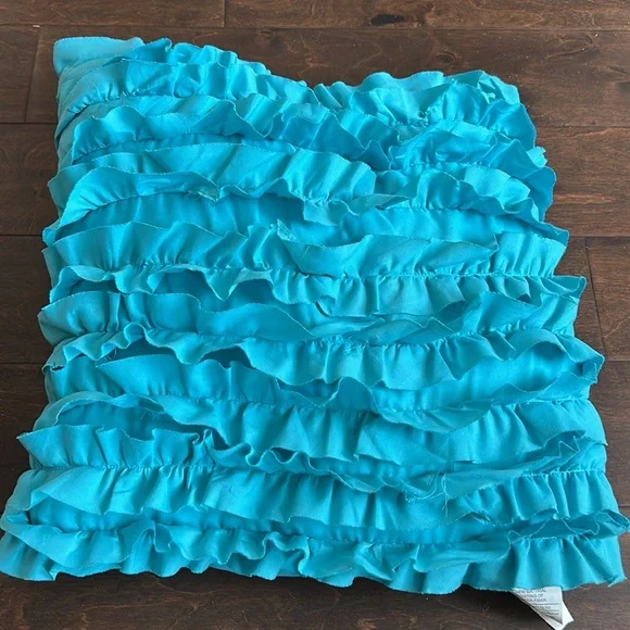 Cynthia Rowley Cushion Pillow New Blue Ruffled NWOT Decorative