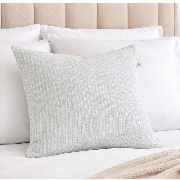 Frette‎ Giglio Woven Euro Pillow Cover 26x26 Light Blue Ivory NWT