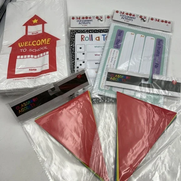 Back to School Bundle K-5th grade - 30 Welcome Bags - Games- 2 pks. Of Banners