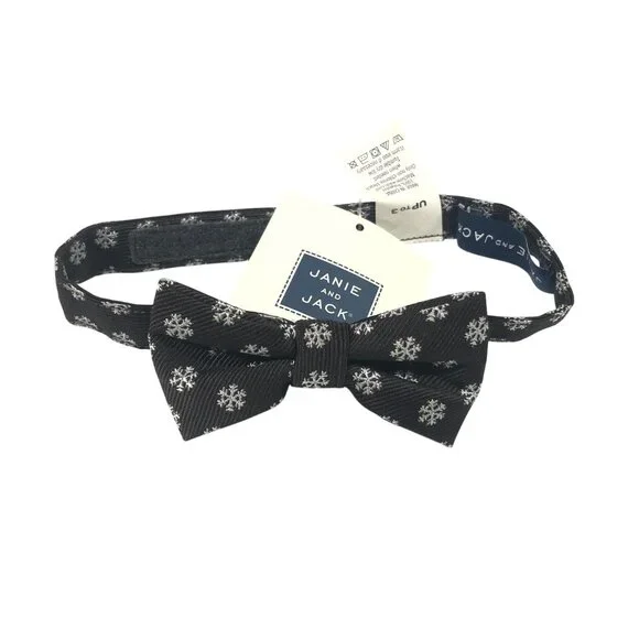 Janie and Jack Boys Bowtie Snowflake Novelty Print Black Up to 3 Years