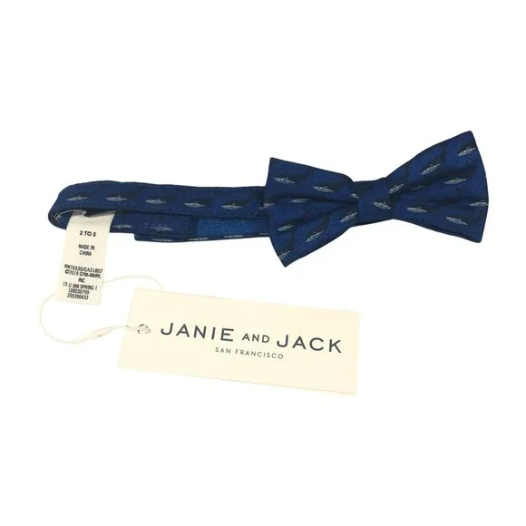 Janie and Jack Boys Bowtie Whale Novelty Print Blue 2-5 Years