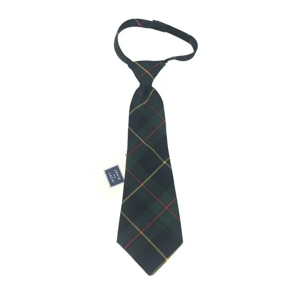 Janie and Jack Boys Necktie Hook & Loop Plaid Green 0-24M