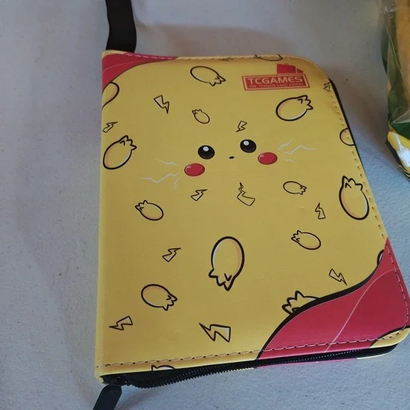 Lot of 10 TCGAMES Pikachu Zip Binder 50‎ 2x2 Pages Pokemon Organizer Yellow